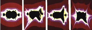 Z = Z^3 + C  und Mutationen davon, Bilder 1 bis 4